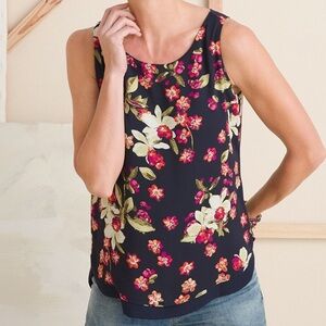 Chico's Floral Tank Top reversible - Navy and Red